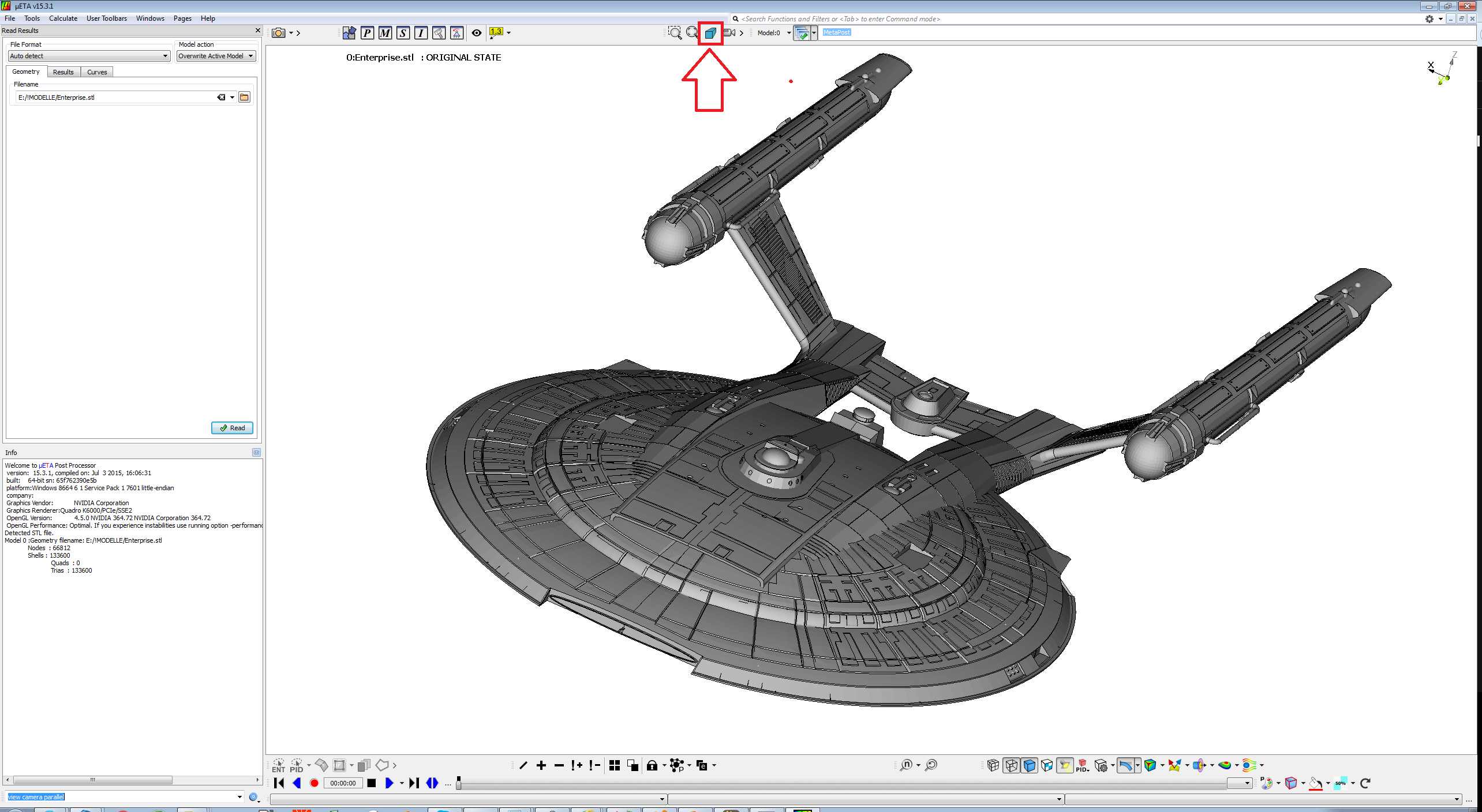 Beta CAE META post processor in 3D Stereo for 3D Projectors, 3D Displays, 3D TVs and Autostereoscopic Displays