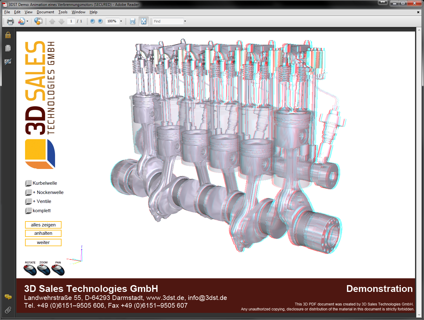 Adobe Reader in 3D Stereo for 3D Projectors, 3D Displays, 3D TVs and Autostereoscopic Displays