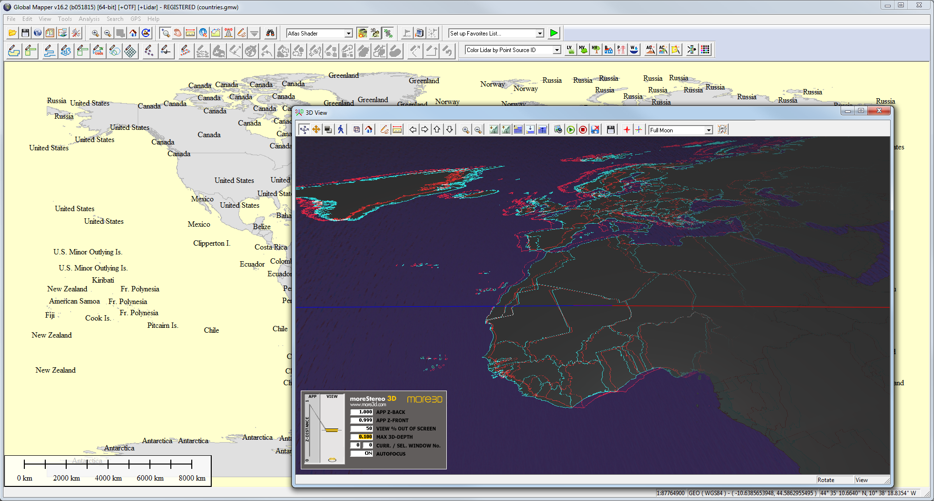 Global Mapper in 3D Stereo for 3D Projectors, 3D Displays, 3D TVs and Autostereoscopic Displays
