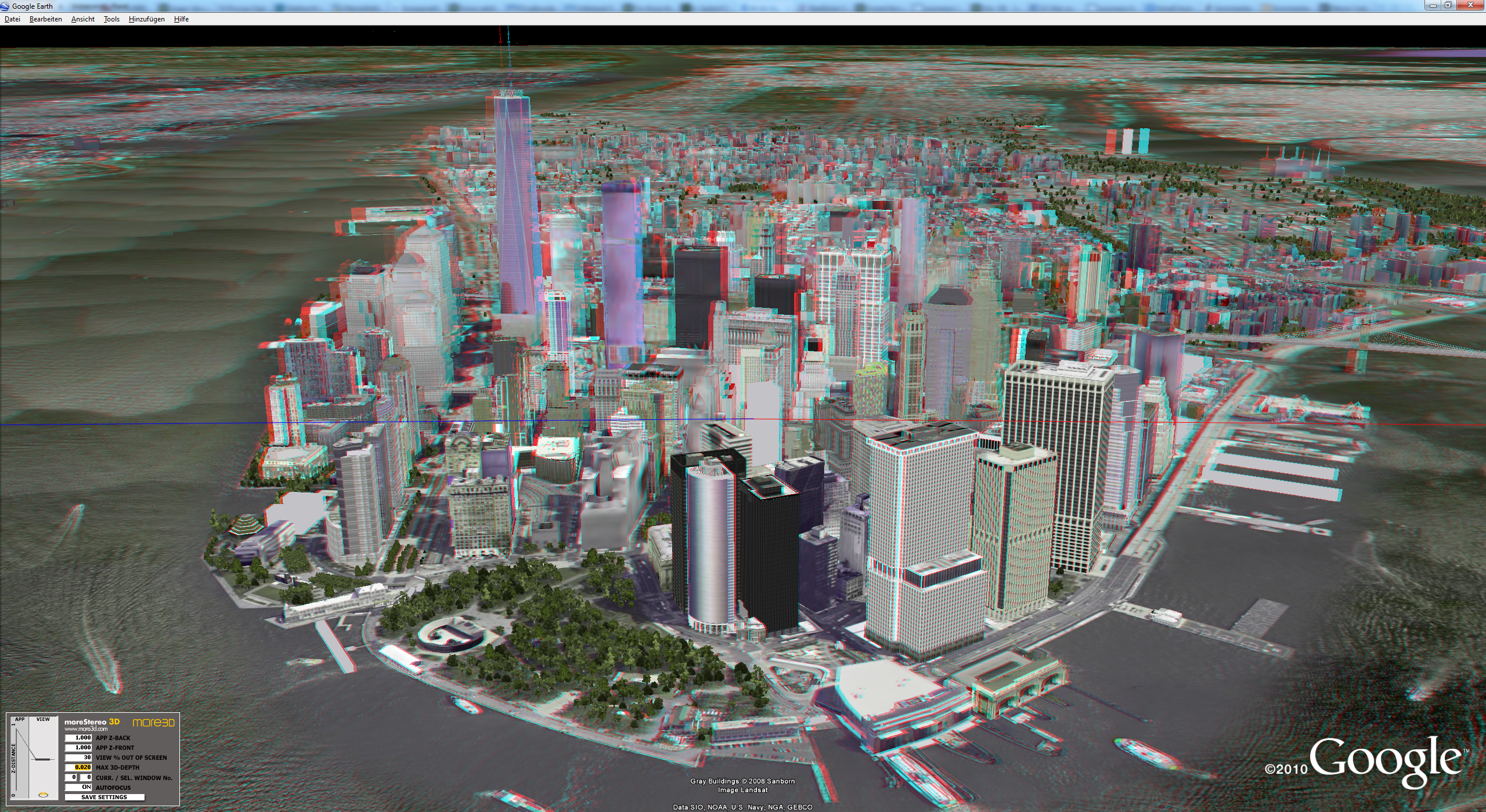 Google Earth in 3D Stereo for 3D Projectors, 3D Displays, 3D TVs and Autostereoscopic Displays