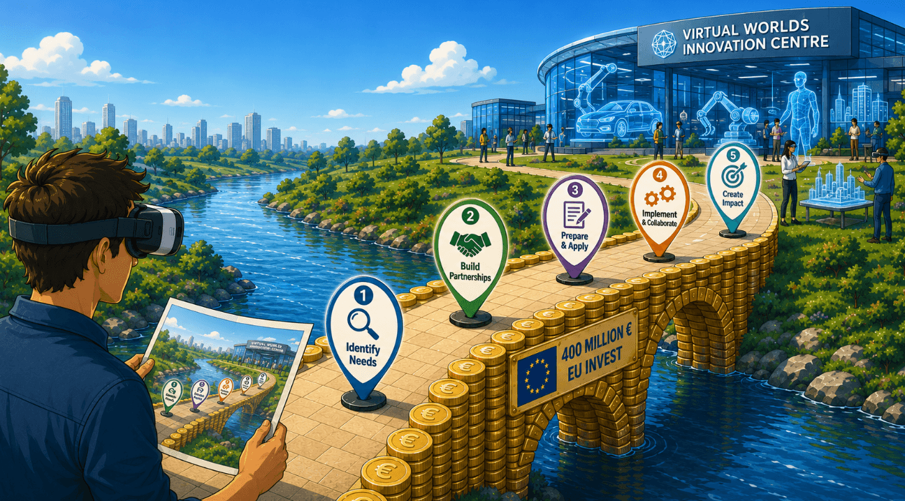 EU Funds and Invest for virtual worlds including VR acts like a bridge as an engineer follows the roadmap