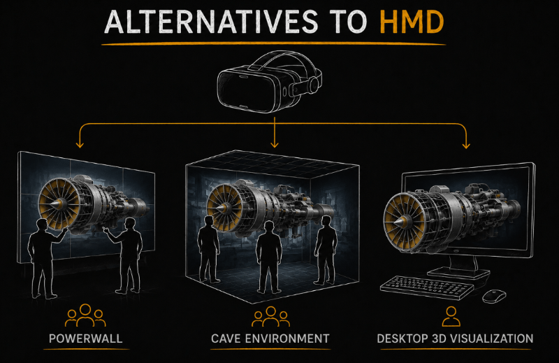 VR is not limited to head-mounted displays.There are multiple system types, each suited to different scenarios.