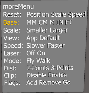 moreViz'es in-VR Menu for in-VR actions allow interactions with the 3D geometries from all of the over 35 applications for VR bridging